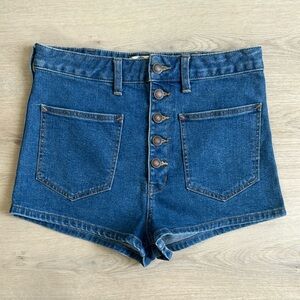 NWOT Free People We the Free High Waisted Bridgette Denim Blue Women's Shorts 28